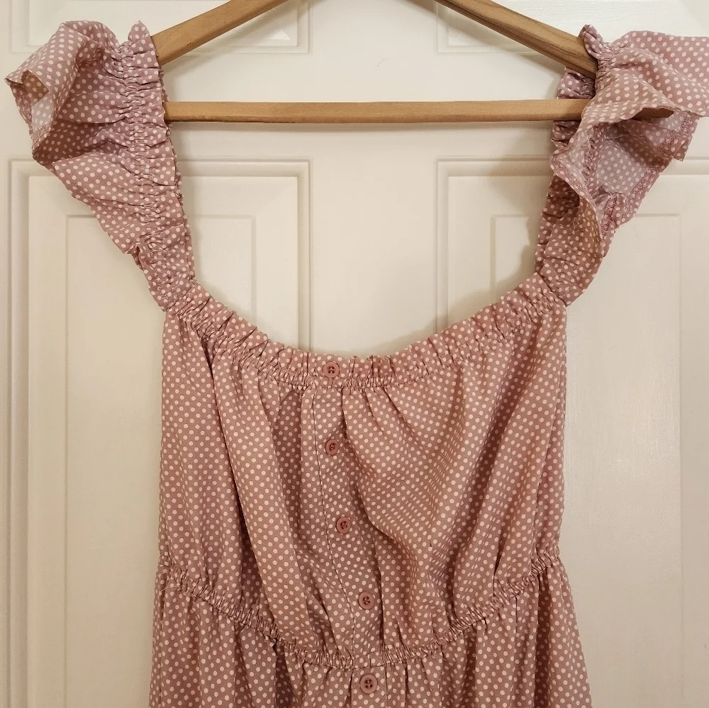 Showpo maxi dress blush polka dot off the shoulder peasant party romantic size 4 - Picture 3 of 12